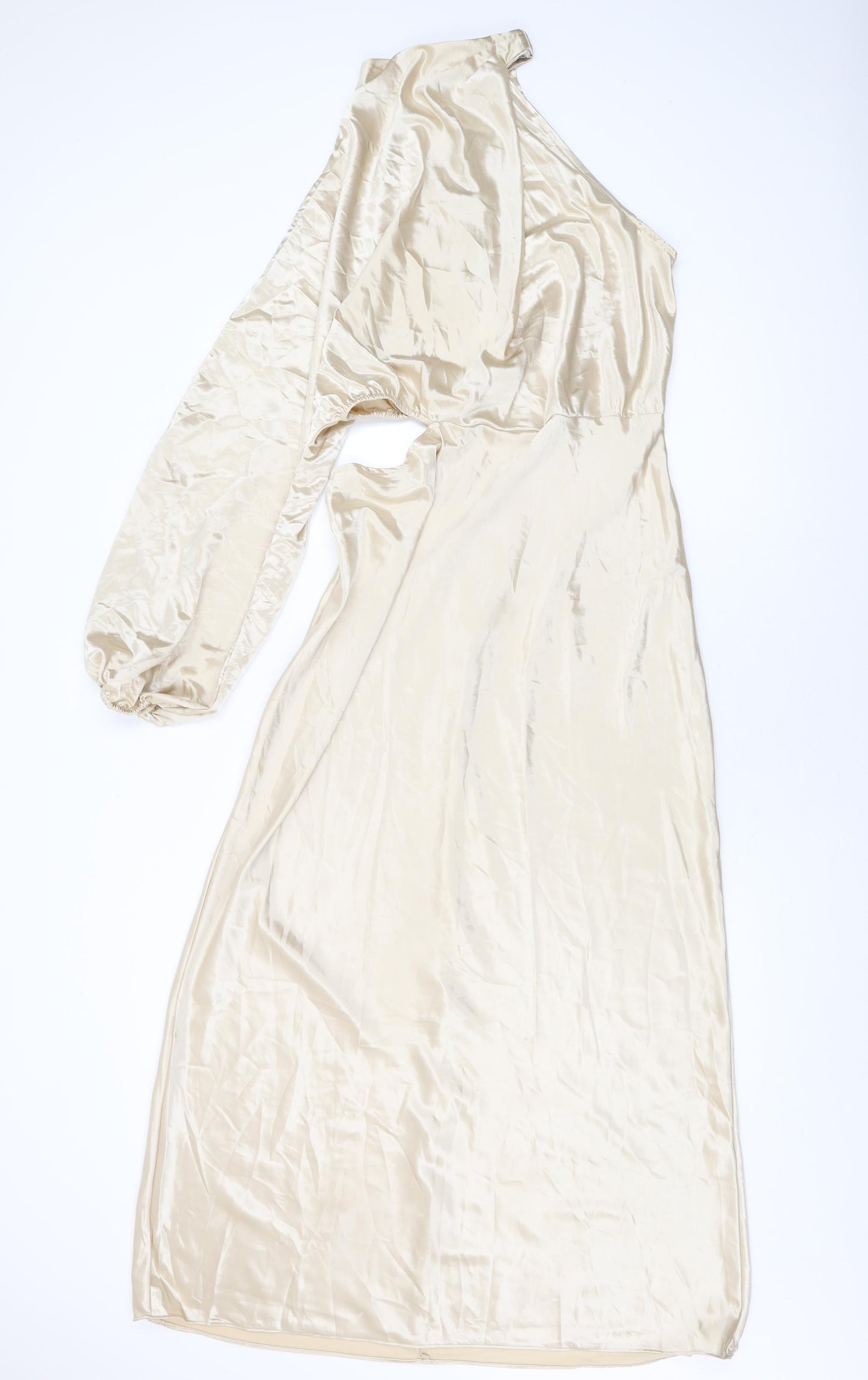 In the Style Womens Beige Polyester Maxi Size 14 One Shoulder Zip