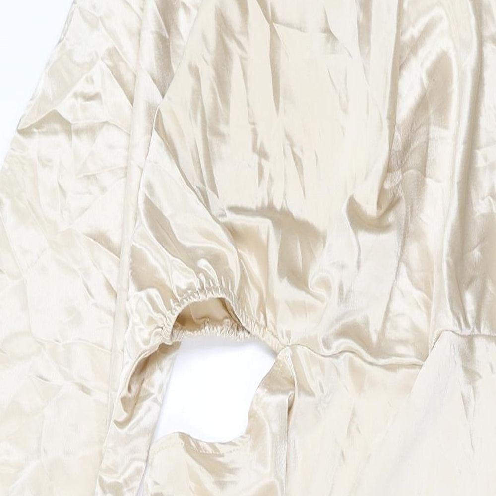 In the Style Womens Beige Polyester Maxi Size 14 One Shoulder Zip