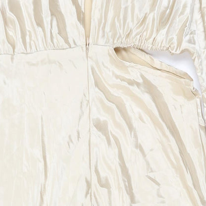 In the Style Womens Beige Polyester Maxi Size 14 One Shoulder Zip