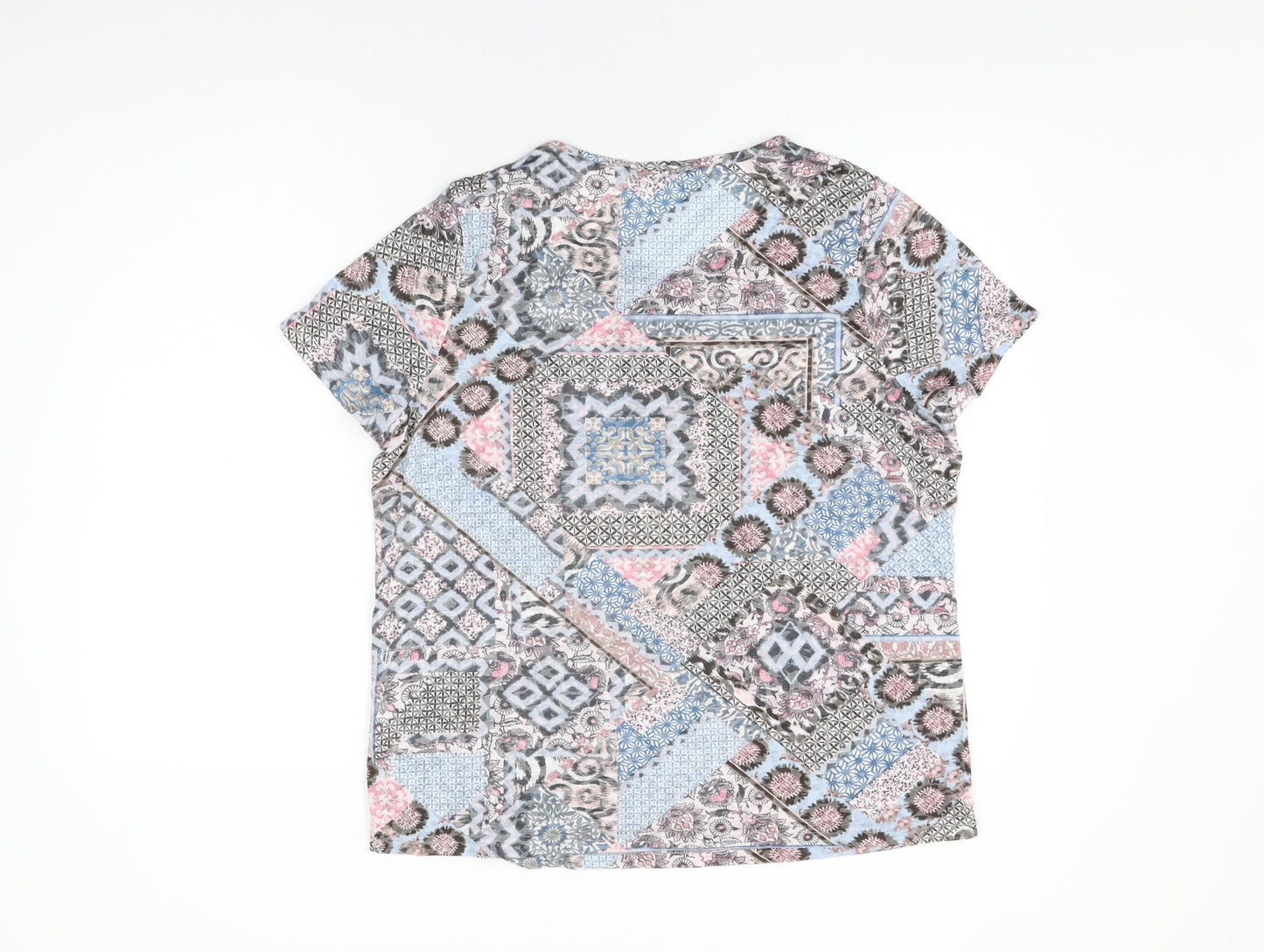 Bonmarché Womens Multicoloured Floral Viscose Basic T-Shirt Size 20 Round Neck - Patchwork