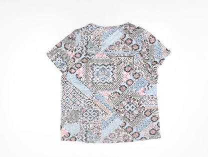 Bonmarché Womens Multicoloured Floral Viscose Basic T-Shirt Size 20 Round Neck - Patchwork