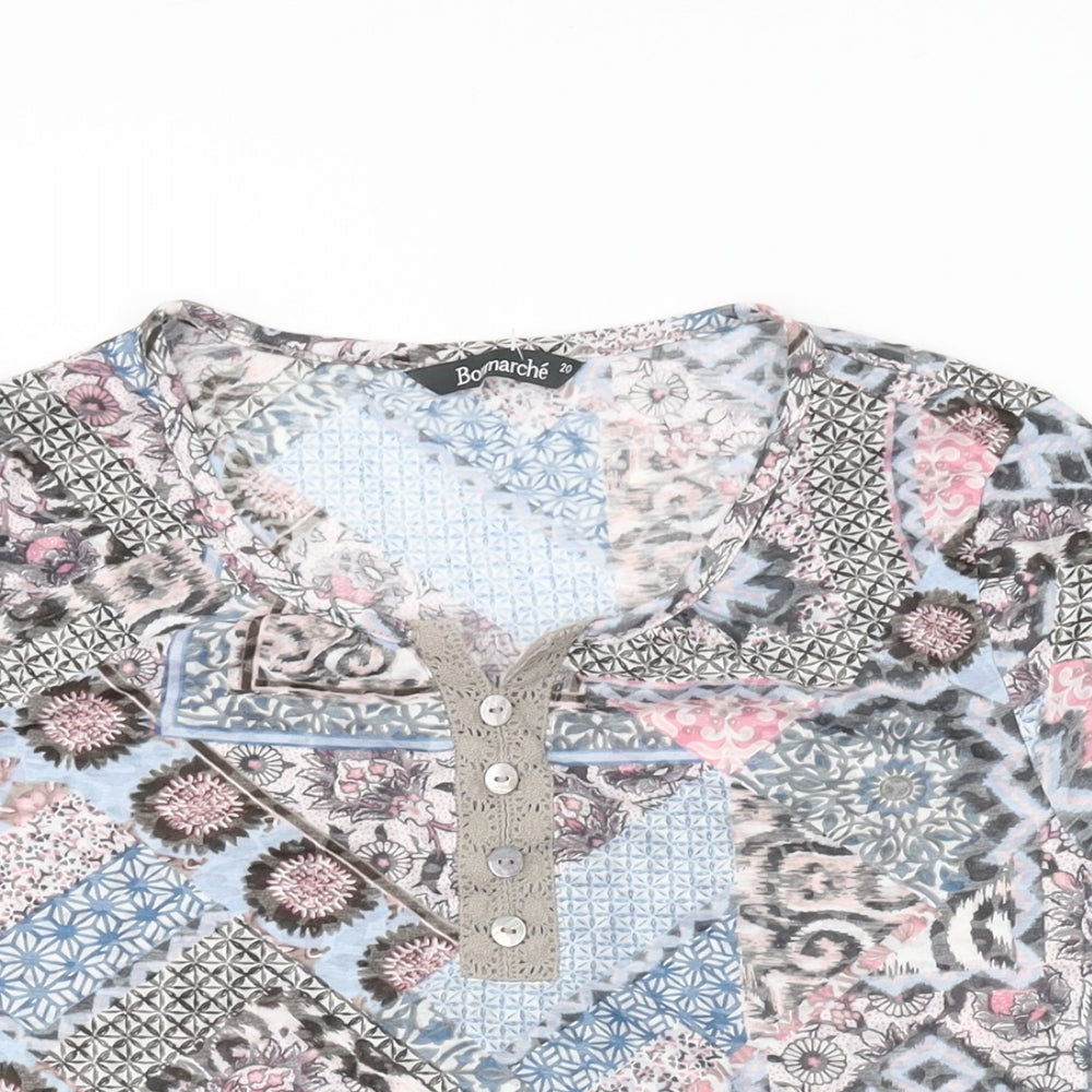 Bonmarché Womens Multicoloured Floral Viscose Basic T-Shirt Size 20 Round Neck - Patchwork