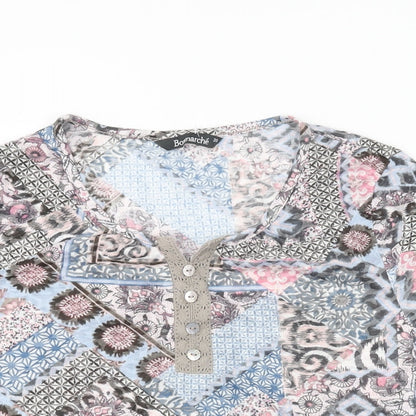 Bonmarché Womens Multicoloured Floral Viscose Basic T-Shirt Size 20 Round Neck - Patchwork