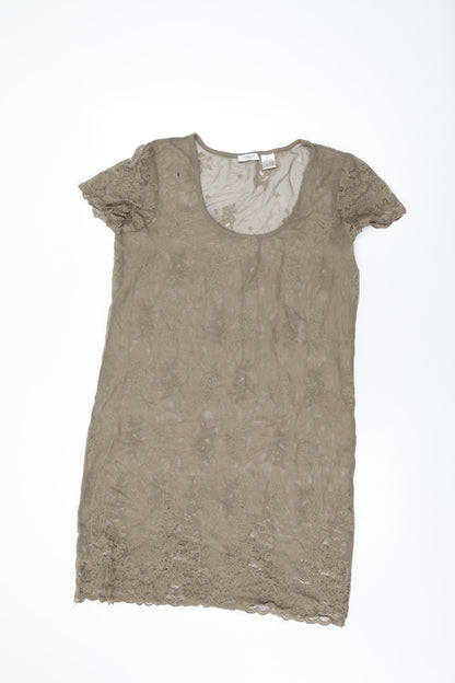 La Redoute Womens Brown Floral Nylon Shift Size 16 Round Neck Pullover