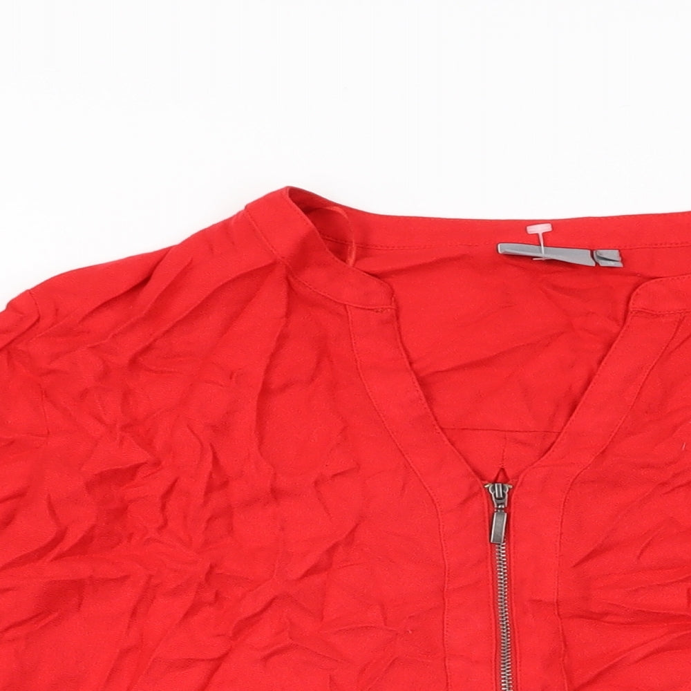 b.young Womens Red Viscose Basic T-Shirt Size 10 V-Neck