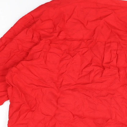 b.young Womens Red Viscose Basic T-Shirt Size 10 V-Neck