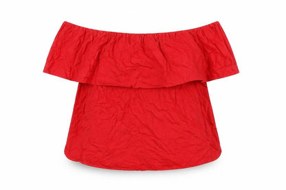 Womens UK Size 10 Topshop Red Basic T-Shirt