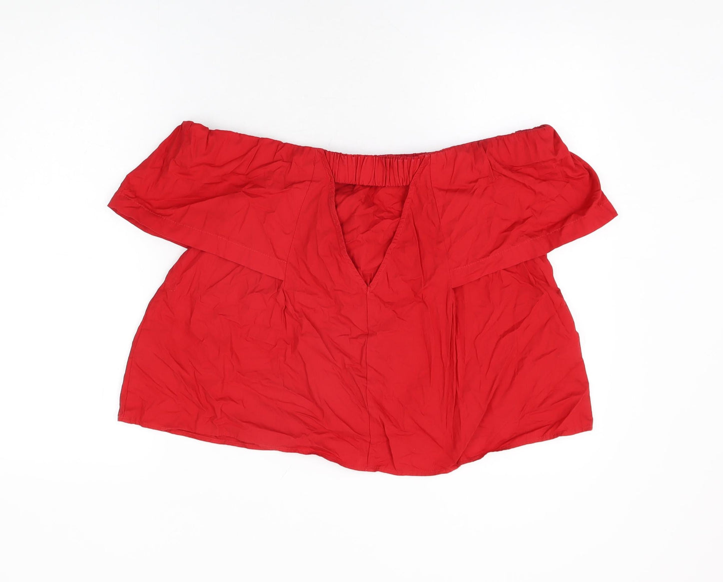 Womens UK Size 10 Topshop Red Basic T-Shirt