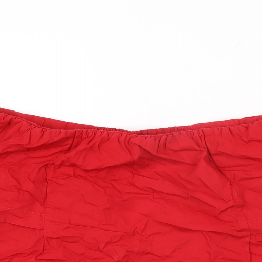 Womens UK Size 10 Topshop Red Basic T-Shirt