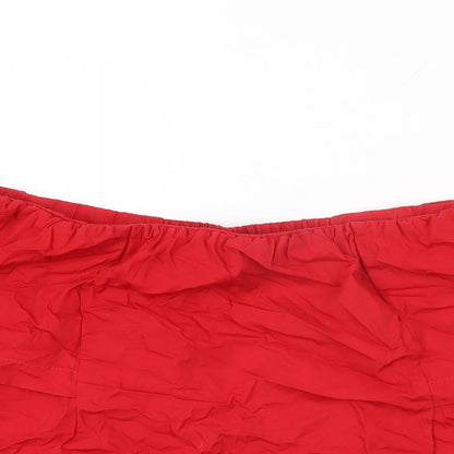 Womens UK Size 10 Topshop Red Basic T-Shirt