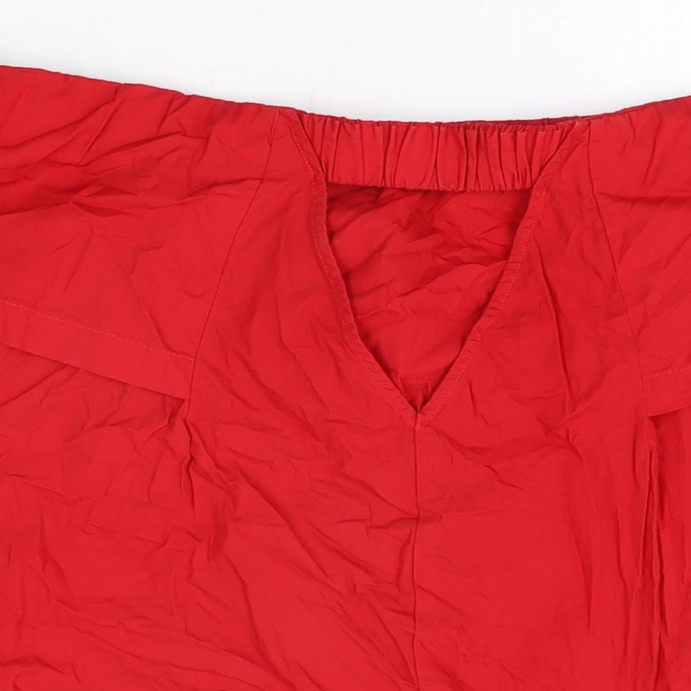 Womens UK Size 10 Topshop Red Basic T-Shirt