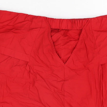 Womens UK Size 10 Topshop Red Basic T-Shirt