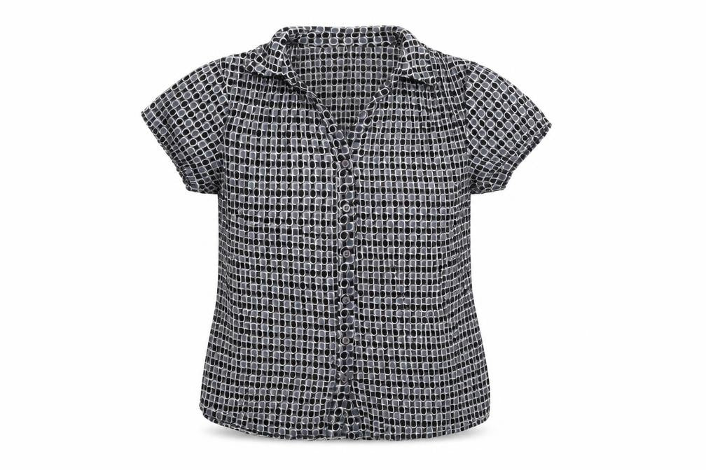Womens UK Size 10 Petite Black Basic Button-Up