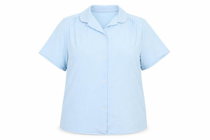 Trevira Womens Blue Polyester Basic Button-Up Size 16 Collared