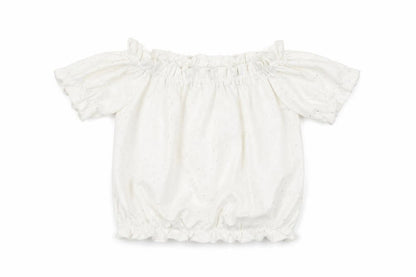 M&Co Girls White Geometric Polyester Basic T-Shirt Size 12 Years Off the Shoulder Pullover