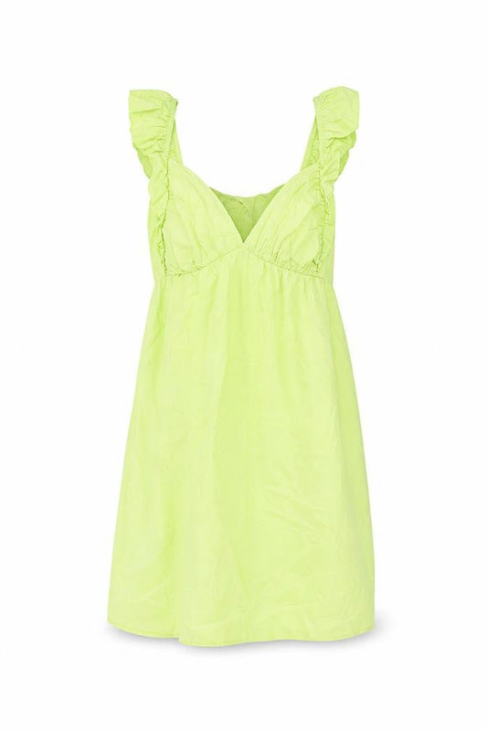 Front view of Miss Selfridge women’s green cotton shift, size UK 10, v-neck tie