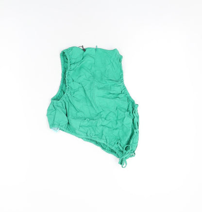 Womens UK Size S Zara Green Cropped T-Shirt