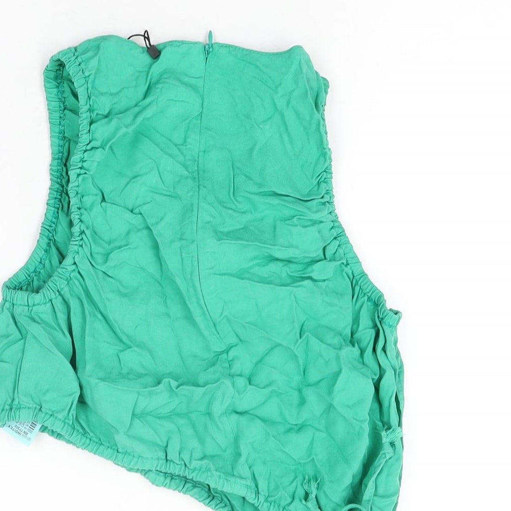 Womens UK Size S Zara Green Cropped T-Shirt