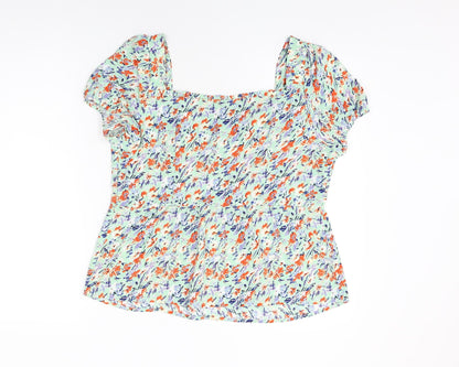 Quiz Womens Green Floral Polyester Basic T-Shirt Size 14 Sweetheart