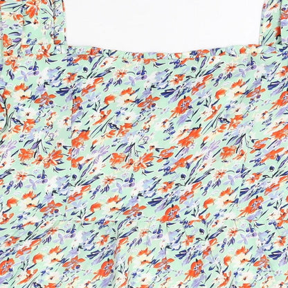 Quiz Womens Green Floral Polyester Basic T-Shirt Size 14 Sweetheart