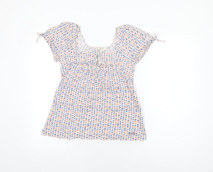 Pepe Jeans Womens White Geometric Cotton Basic T-Shirt Size XS Square Neck