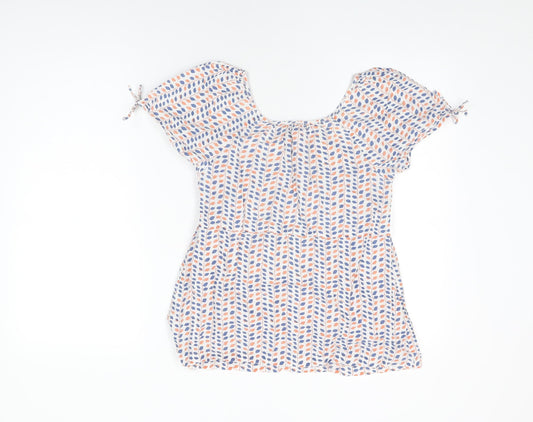 Pepe Jeans Womens White Geometric Cotton Basic T-Shirt Size XS Square Neck