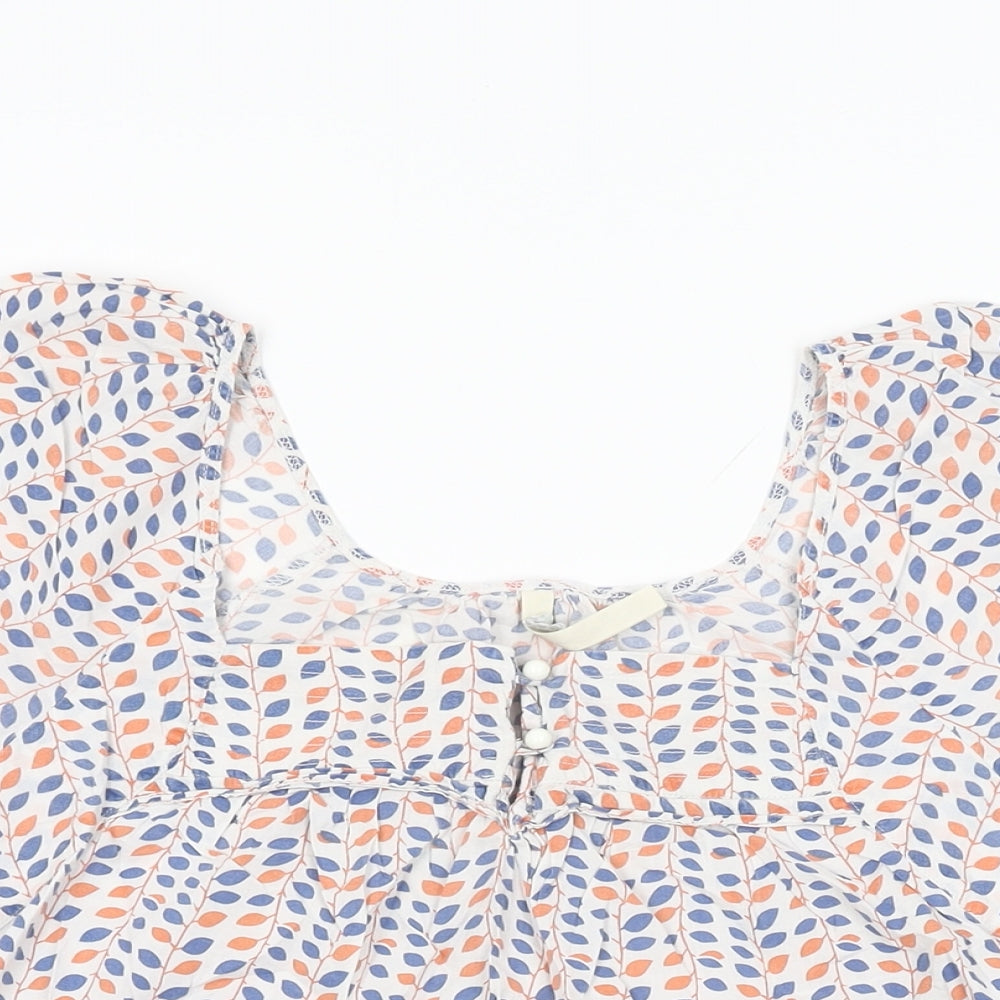 Pepe Jeans Womens White Geometric Cotton Basic T-Shirt Size XS Square Neck