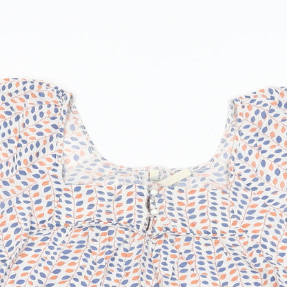 Pepe Jeans Womens White Geometric Cotton Basic T-Shirt Size XS Square Neck