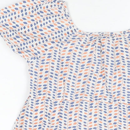 Pepe Jeans Womens White Geometric Cotton Basic T-Shirt Size XS Square Neck