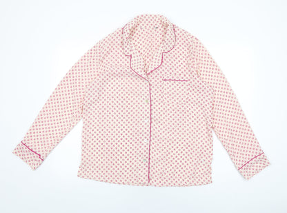 Marks and Spencer Womens Pink Floral Polyester Top Pyjama Top Size 14 Button