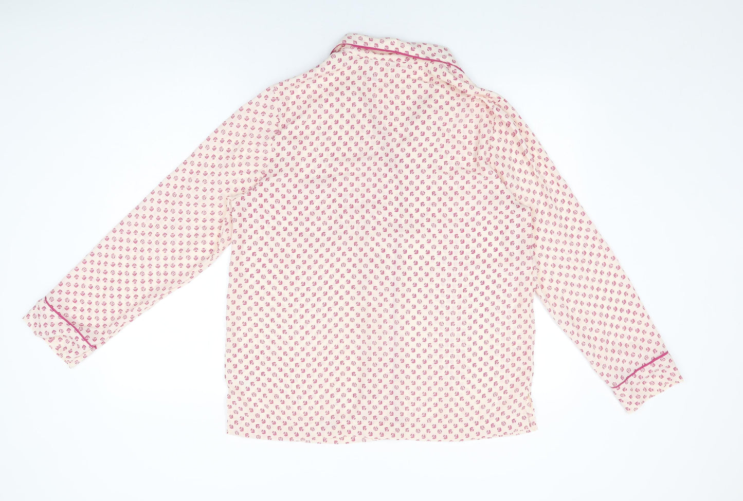 Marks and Spencer Womens Pink Floral Polyester Top Pyjama Top Size 14 Button