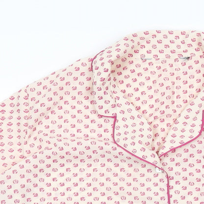 Marks and Spencer Womens Pink Floral Polyester Top Pyjama Top Size 14 Button