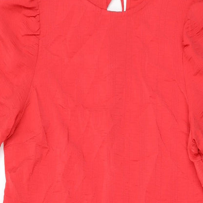 New Look Womens Pink Polyester Shift Size 8 Round Neck Tie