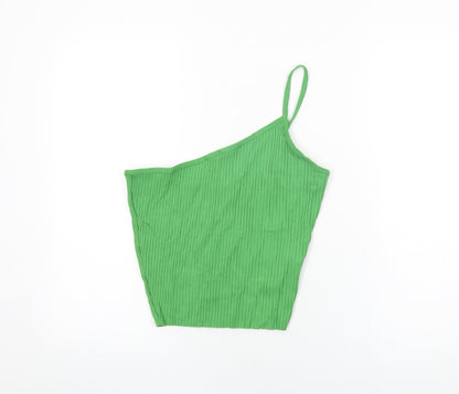 Womens UK Size M Zara Green Cropped T-Shirt