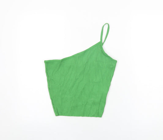 Womens UK Size M Zara Green Cropped T-Shirt