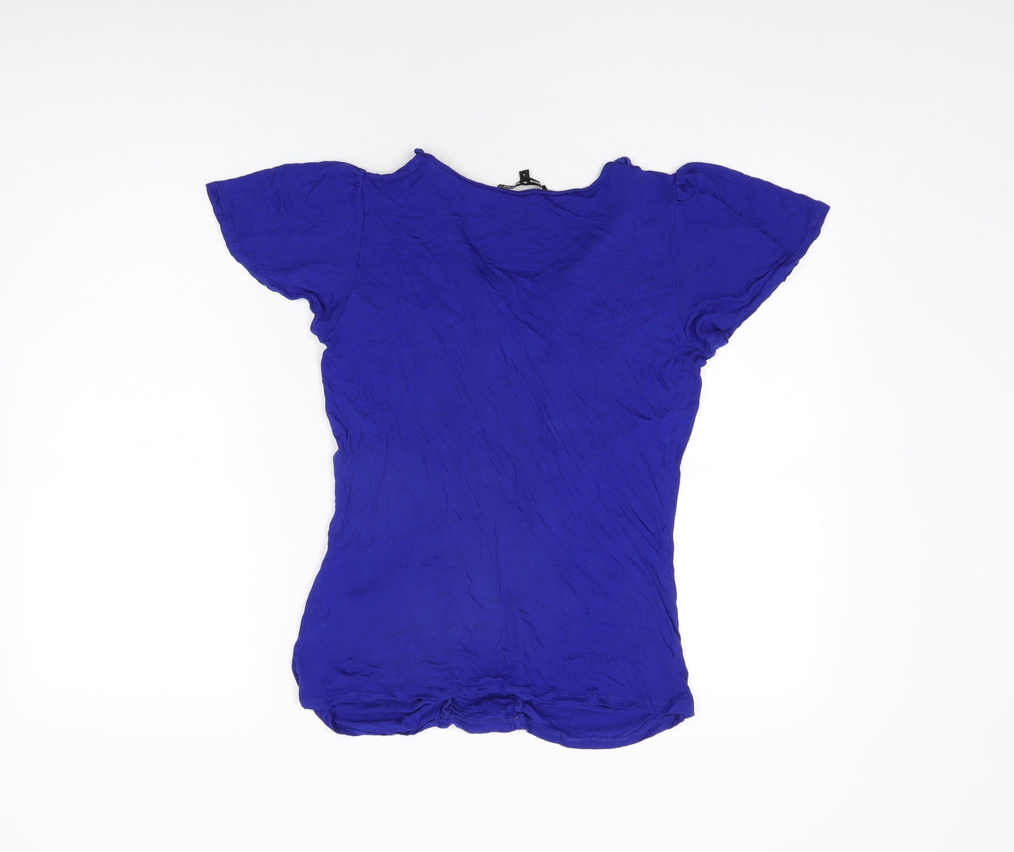 Womens UK Size L Cable & Gauge Blue Basic T-Shirt