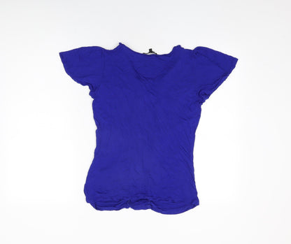 Womens UK Size L Cable & Gauge Blue Basic T-Shirt