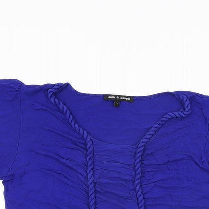 Womens UK Size L Cable & Gauge Blue Basic T-Shirt