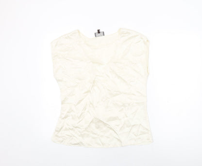 Womens UK Size 12 Pure Ivory Basic T-Shirt