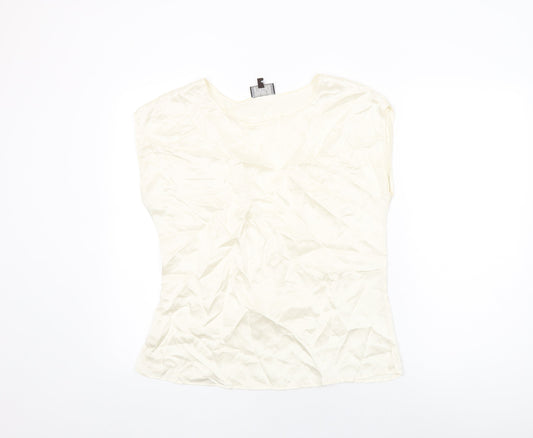 Womens UK Size 12 Pure Ivory Basic T-Shirt