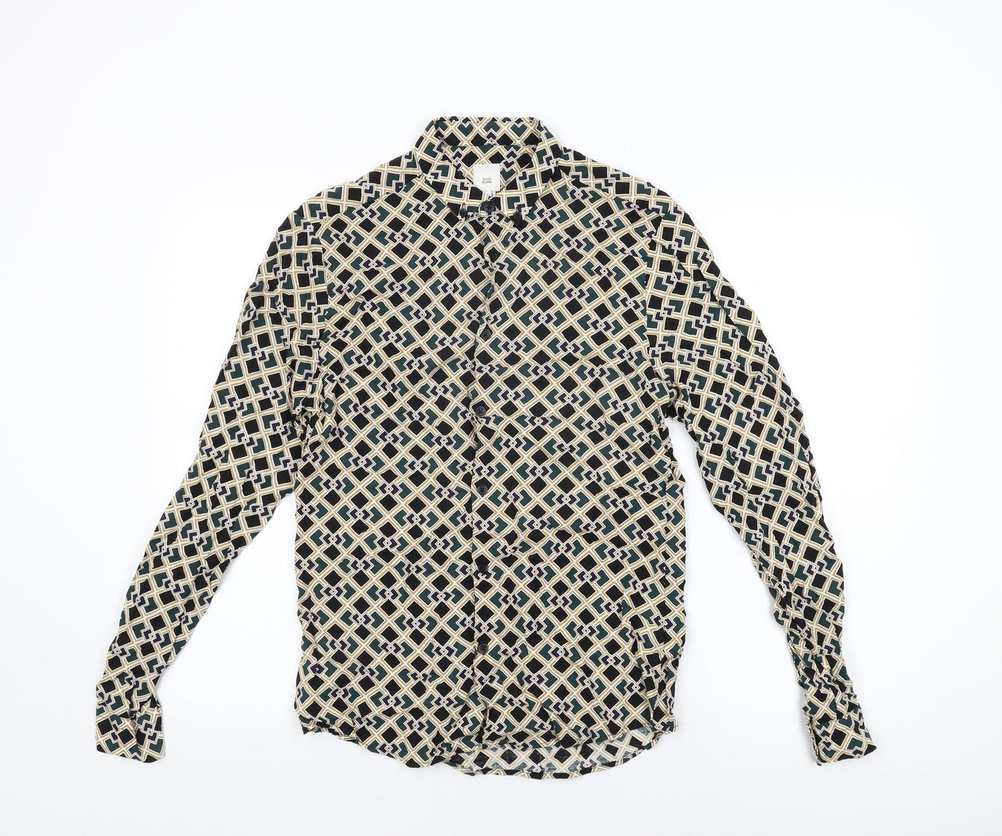 Womens UK Size S River Island Green Basic Button-Up
