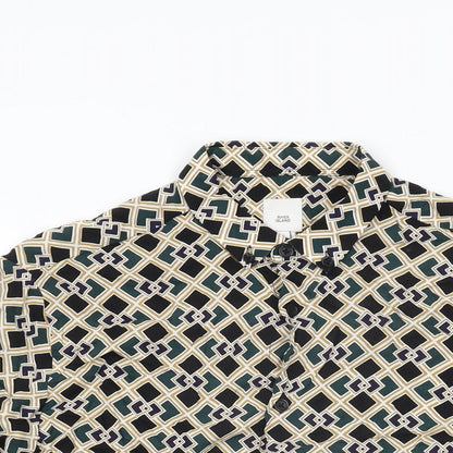 Womens UK Size S River Island Green Basic Button-Up
