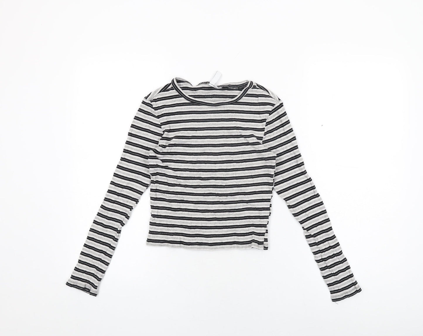Womens UK Size S H&M Grey Cropped T-Shirt