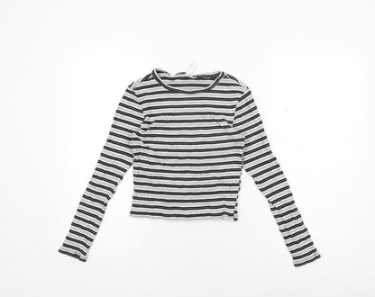 Womens UK Size S H&M Grey Cropped T-Shirt