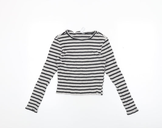 Womens UK Size S H&M Grey Cropped T-Shirt