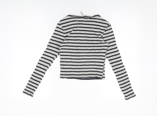 Womens UK Size S H&M Grey Cropped T-Shirt