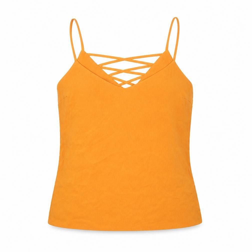 Womens UK Size 8 New Look Orange Camisole T-Shirt