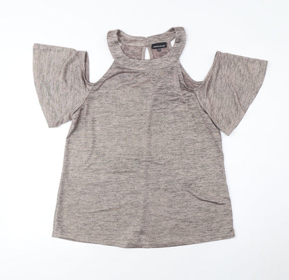 Womens UK Size 14 Warehouse Brown Basic T-Shirt