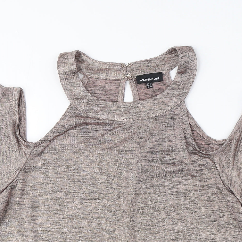 Womens UK Size 14 Warehouse Brown Basic T-Shirt