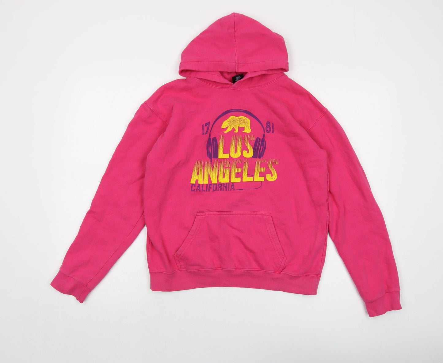 Los Angeles Womens Pink Cotton Pullover Hoodie Size XL Pullover